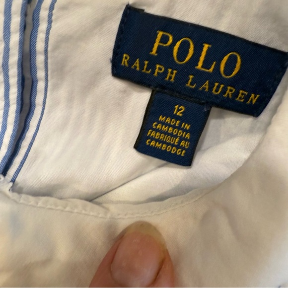 Polo Ralph Lauren Girls Seersucker Dress Blue/white Stripe Fit & Flare Sz 12 - Picture 4 of 14
